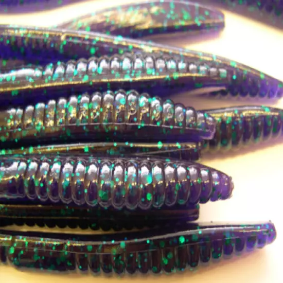 100 pk - 6" Finesse Worms - Junebug - SALT & SCENT - Lot Bass Lures - Quality