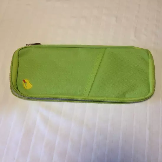 Passport And Travel Organizer Document Holder Green Zippered New Multipocket