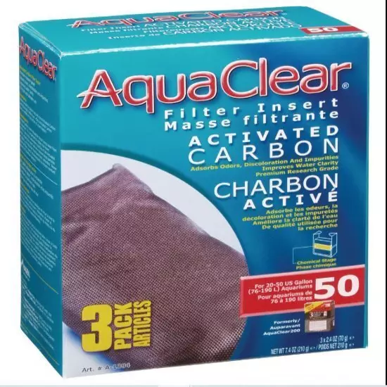 Aquaclear Activated Carbon Insert for Aquariums 50-Gallon 3 Pack