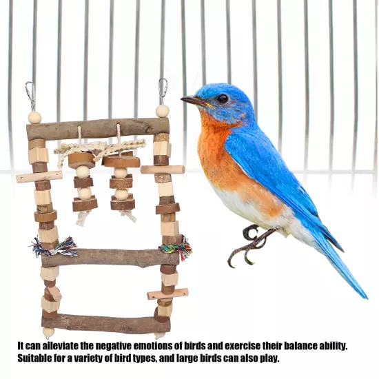 Bird Ladder Bridge Swing Chewing Toys Natural Logs Cage Accessories F AD5