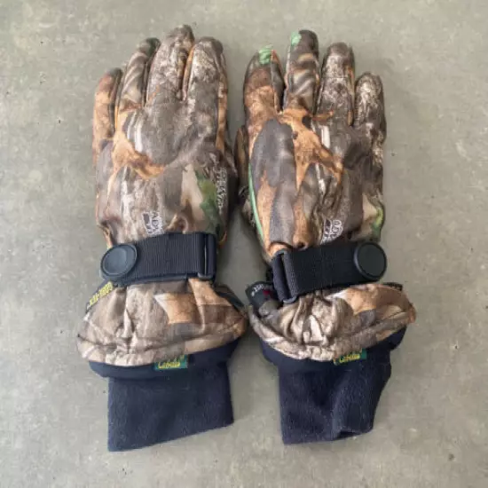 Cabela’s Mens Large Goretex Outlast Camo Camouflage Gloves Shooting Hunting