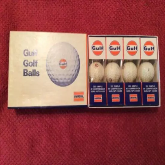 vintage UNIROYAL GULF GAS golf ball 12BALLS NEVER USED FULL BOX estate sale find