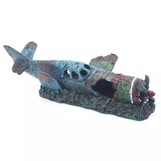 Crashed Fighter Plane Wreck Ruin Aquarium Decoration Fish Tank Artificial Craft