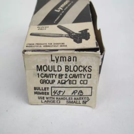 Lyman #451 RB Single Cavity Round Ball Bullet Mould Blocks