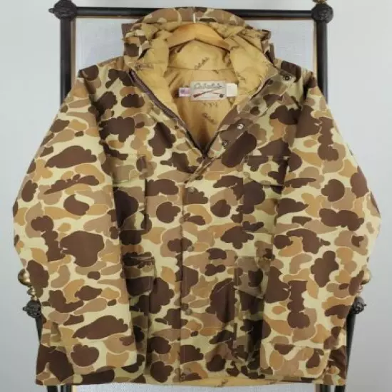 VTG CABELAS Size Large USA GoreTex Frogskin Camo Hooded Hunting Jacket Coat Mens