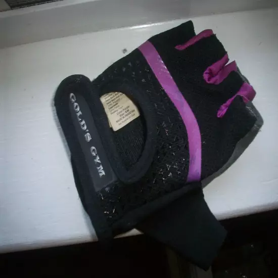 Women's GOLD'S GYM Tacky Fingerless REPLACEMENT L Glove Size S/M Black & Purple