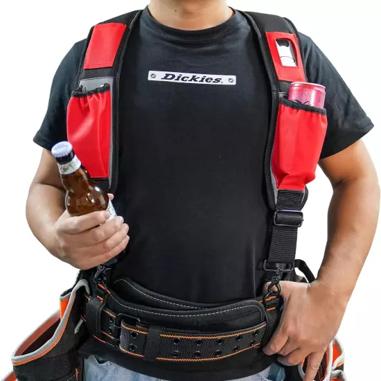 MELOTOUGH Men'S Suspenders,Tool Belt Suspender with Holster Beverage Holder Belt