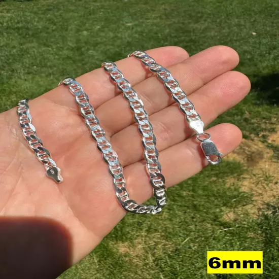 Real Solid 925 Sterling Silver Mariner Link Chain Or Bracelet ITALY 2.5mm-16mm