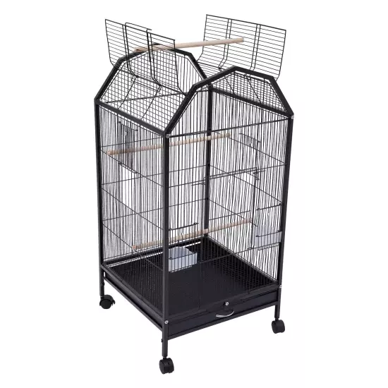 Spacious Metal Cage with Stand for Large Finch Flight Perfect Pet Home,Black