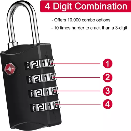 Travel Lock 2 Pack, Luggage Locks TSA Approved for Suitcase, Backpack, Briefcase