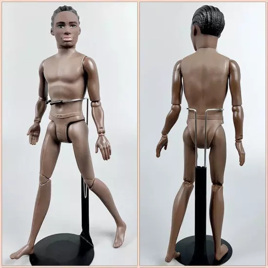 1:6 BJD Dolls Chocolate Movable Jointed Nude Doll Body Black Hair Heads Kid Toys