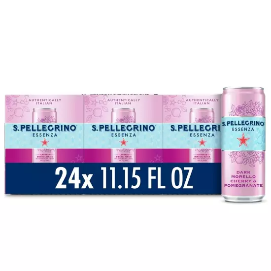 S.Pellegrino Essenza Flavored Mineral Water - Dark Cherry & Pomegranate, 24 Pack