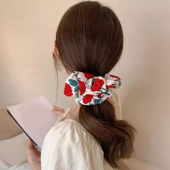 Floral Printed Hair High Elastic Large Intestine Hair Ring G4P3 ио