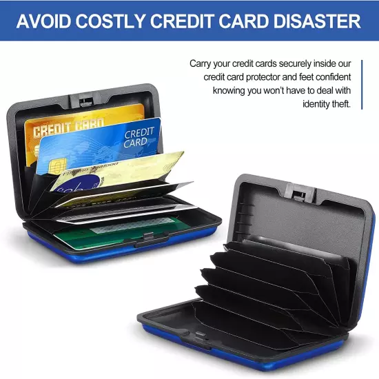 2 Pieces Credit Card Holder Slim Mini RFID Blocking Credit Card Protector Alumin