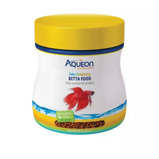 Aqueon Betta Food Color Enhancing Floating Pellet, .95 oz (3-Pack)