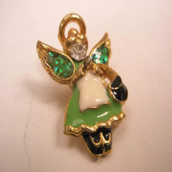 Rhinestone & Enamel Angel Vintage Tie Tack Lapel Pin christian worship