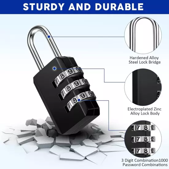 16 Pack Small Combo Locks 3 Digit Combination Lock Luggage Number Locks Backpack