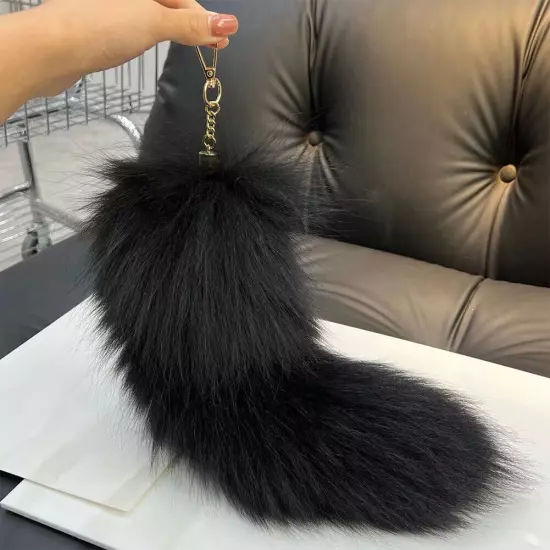 Huge Fluffy Faux Fur Fox-Tail Keychain Pompoms Bag Pendant Gift for Women Girl