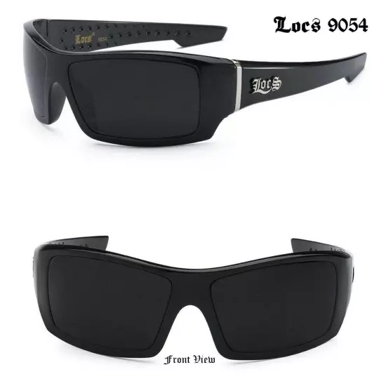 LOCS UV400 9054 Black Sunglasses | Gangster Mens Big Wrap Designer OG Shades