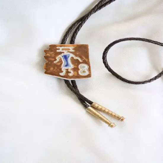 Vintage Clay Art Bolo Tie Signed By Artist Hand Made