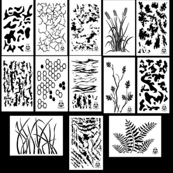 Spray Airbrush Paint Camouflage Stencils 10 Mil Camo Duracoat 9x14" (13 Designs)