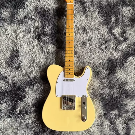 CreamNash yellow telecaster electric guitar with maple neck shipping quickly