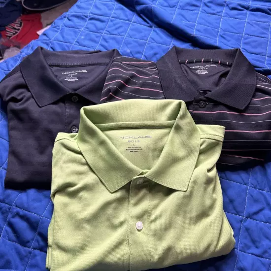 NICKLAUS Men's Size Large GOLF Shirts Polo Lot of 3