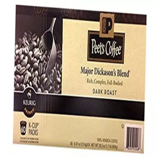 Peets Major Dickason's Dark Roast Coffee Rich, Complex, Full Bodied 60 K-cups 