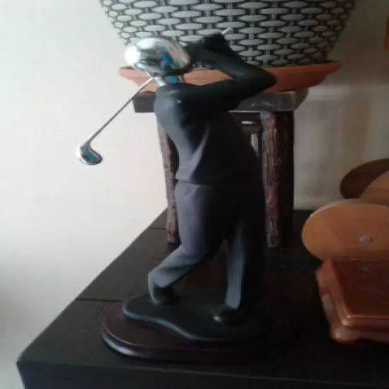 nice GOLF PLAYER MALE Resin Sculpture black and silver decoration