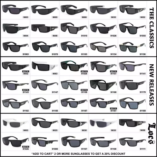 LOCS Hardcore Gangster Sunglasses Classic Lowrider Biker Cholo Designer Eyewear