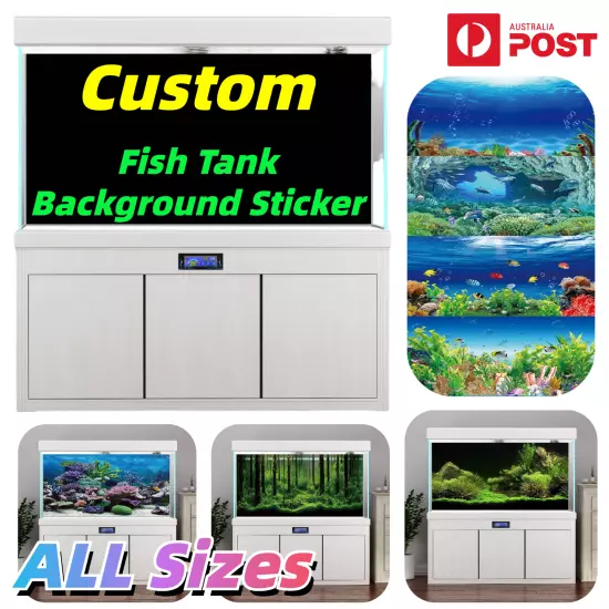 Custom Aquarium Background Sticker Personalised Fish Tank Landscape Poster Decor