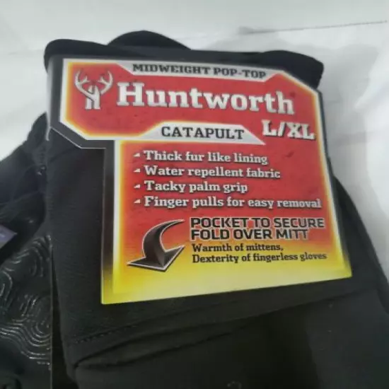 Huntworth Catapult L/XL Midweight Pop-Top Hunting Gloves Thick-Fur Like Lining