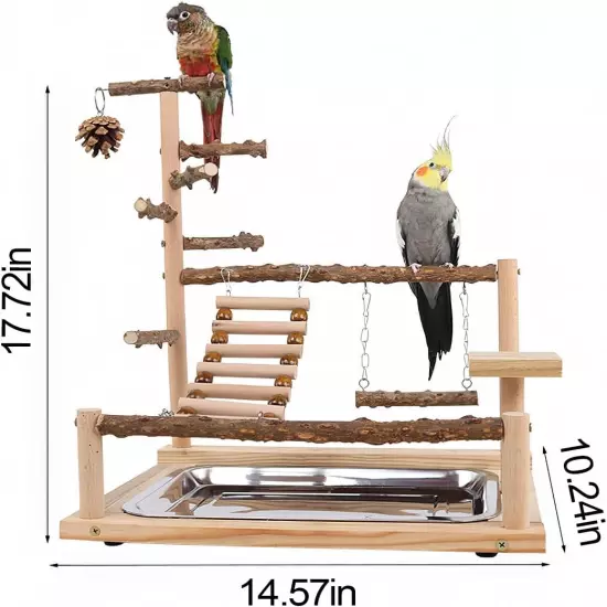 Bird Playground, Parrot Perch Stand, Natural Wood Bird Play Stands for Cockatiel