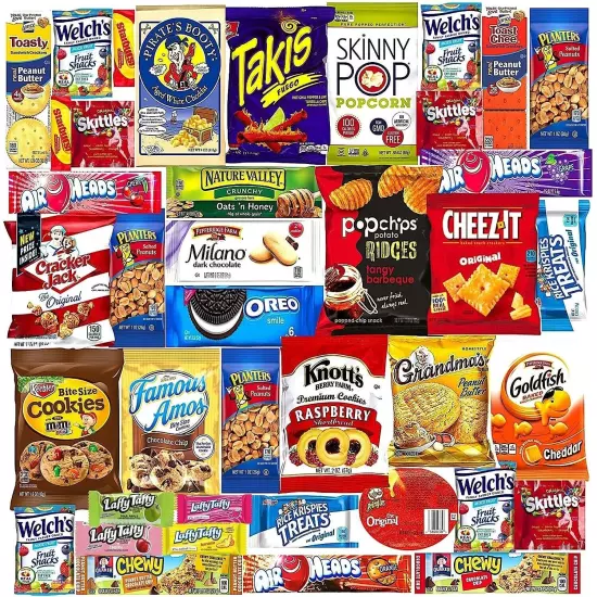 Delicious 40 Count Snack Gift Box - Chips, Cookies, and More for All Occasions