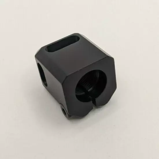 9mm 1/2x28 TPI Muzzle Brake Compensator Ano Black Alum For Springfield Hellcat