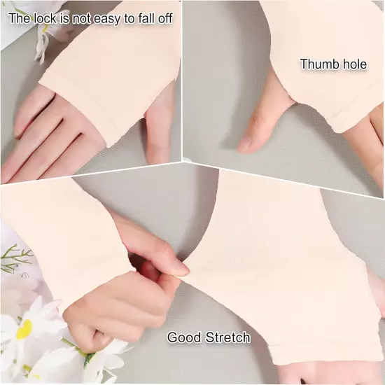 Women Outdoor Sun Block Soft Long Arm Sleeves Fingerless Gloves