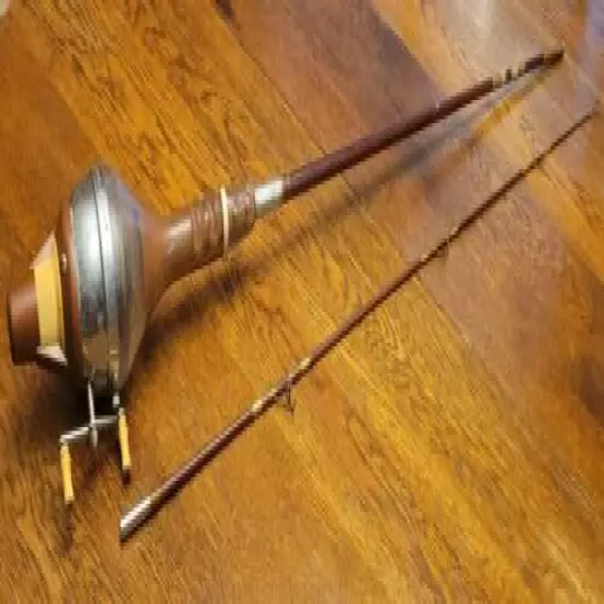 Vintage Great Lakes Fishing Rod Build-in Reel 6'6", USA 