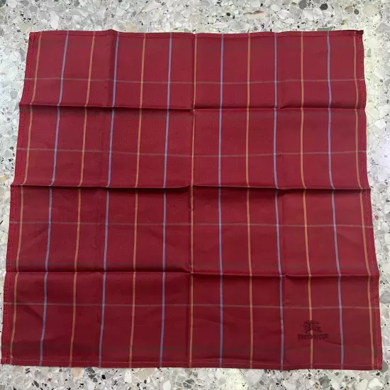 MAN HANDKERCHIEF CHECKS STRIPED RED CLASSIC VTG COTTON POCKET ART SQUARE17” #B55