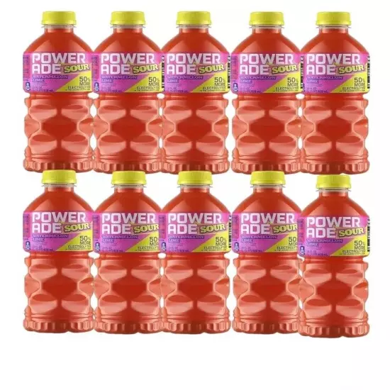 Powerade SOUR Sports Drink Watermelon Lime 28Oz 80Cals 50%More Electrolytes 10Pk