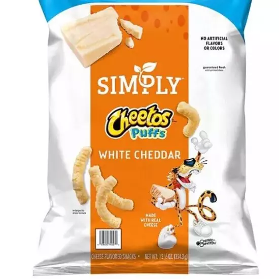 Simply Cheetos PUFFS White Cheddar Flavored Cheese Snacks 12.5 Oz 1 EXTRA LG Bag