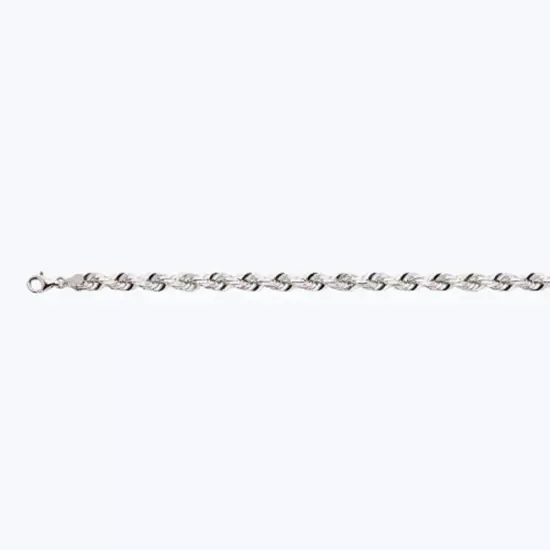 10k White Gold 1mm-12mm Solid D/Cut Rope Chain Necklace Bracelet Size 7"-30"