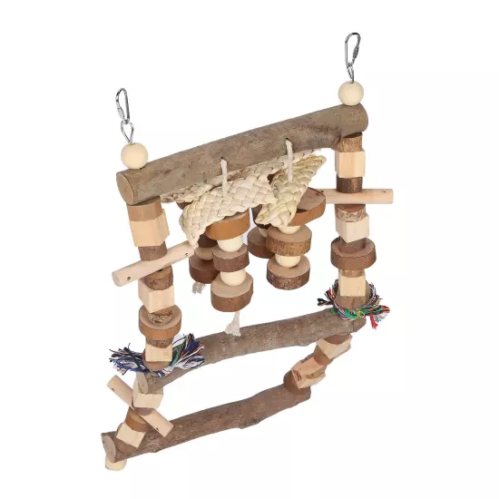 Bird Ladder Bridge Swing Chewing Toys Natural Logs Cage Accessories F AD5