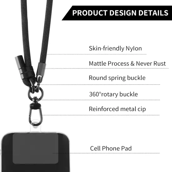 Adjustable Phone Crossbody Lanyards, Thick Nylon Phone Lanyard Strap around the