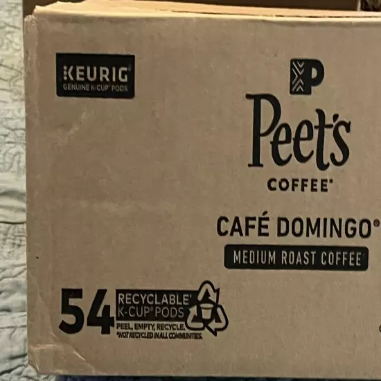 54-Ct Peet's Coffee Medium Roast K-Cup Pods Cafe Domingo BB 10/24