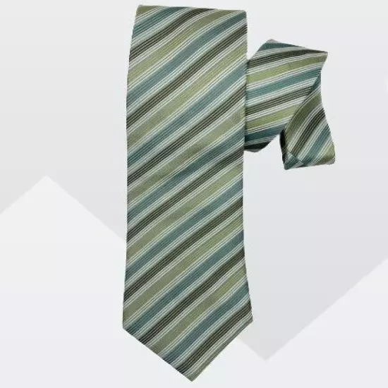 George Green Teal Regimental Striped Repp Silk Tie 3.8" x 59"