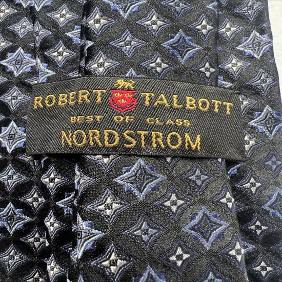 Robert Talbott Best of Class Men's 100% Silk Tie, Blue, Geometric Hand Sewn USA!