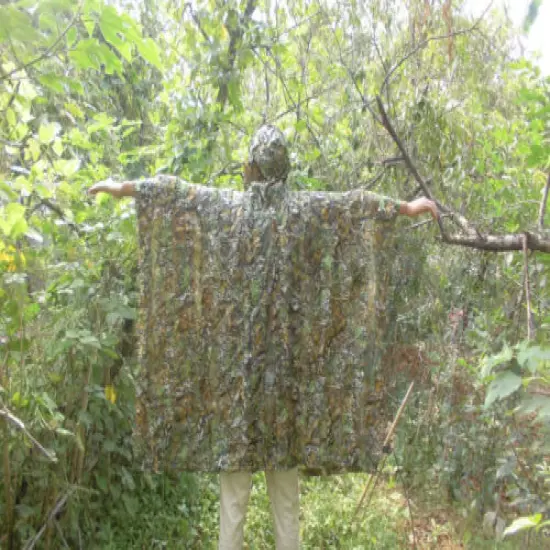 3D Hunting Tactical Camouflage Poncho Cloak Tree Leaves Camo Ghillie Suit