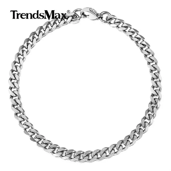 Men's Chain 3/5/7/9/11mm Stainless Steel Bracelet Silver Curb Cuban Link 7-11"