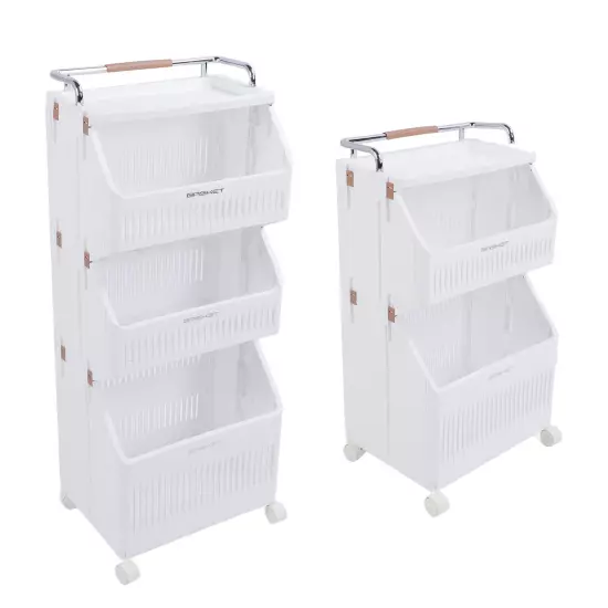 Rolling Storage Cart Multifunction Utility Rolling Storage Organizer Folding