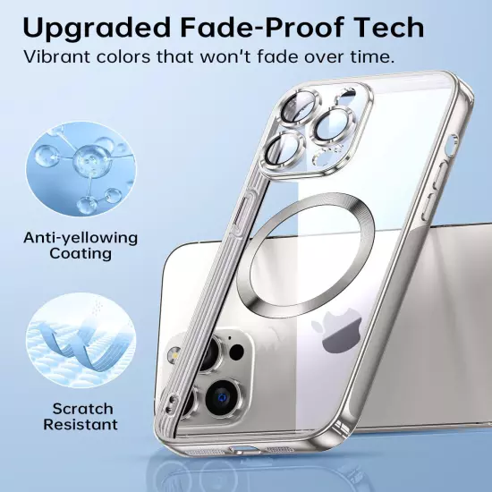 For Apple iPhone 16 15 14 13 12 11 Pro Max Clear Case Slim Plating Mag Cover